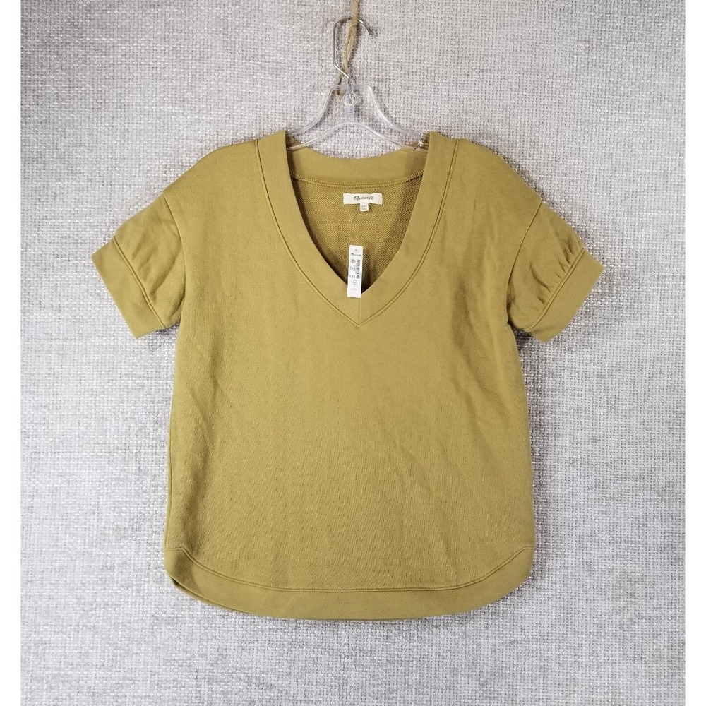 Madewell (Re)sourced French Terry Sweatshirt Tee‎ Gold Womens XXS Boxy NWT